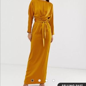 Beautiful mustard satin maxi dress - US size 6